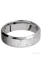 7 mm wide/High Bevel/18K White Gold band with one 4 mm Centered inlay of Meteorite.