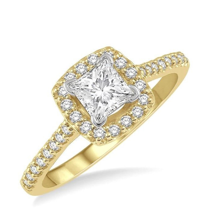 Parkplace Jewelers Princess Shape Semi-Mount Halo Diamond Engagement Ring 241G6PPFHYW-SM