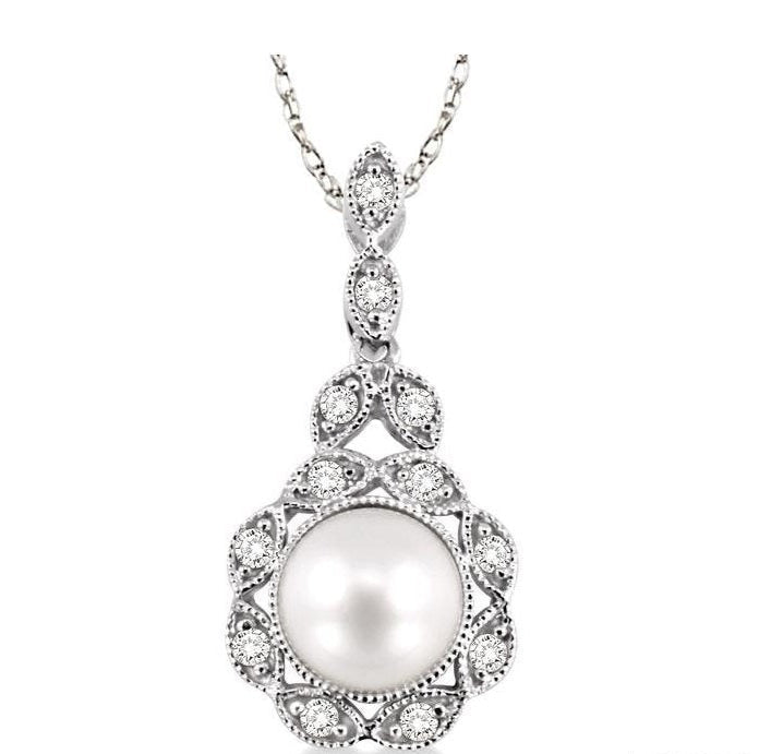 Parkplace Jewelers Pearl & Halo Diamond Fashion Pendant 56658PPTSPDWG