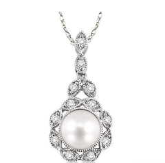 Parkplace Jewelers Pearl & Halo Diamond Fashion Pendant 56658PPTSPDWG