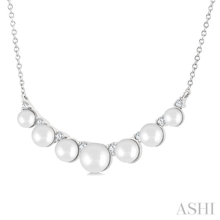 ASHI Pearl & Diamond Smile Necklace 555C8PPTGNKWPWG