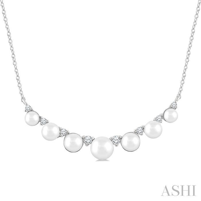 ASHI Pearl & Diamond Smile Necklace 555C8PPTGNKWPWG