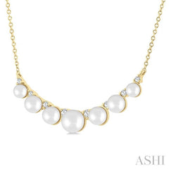 ASHI Pearl & Diamond Smile Necklace 555C8PPTGNKWPYG