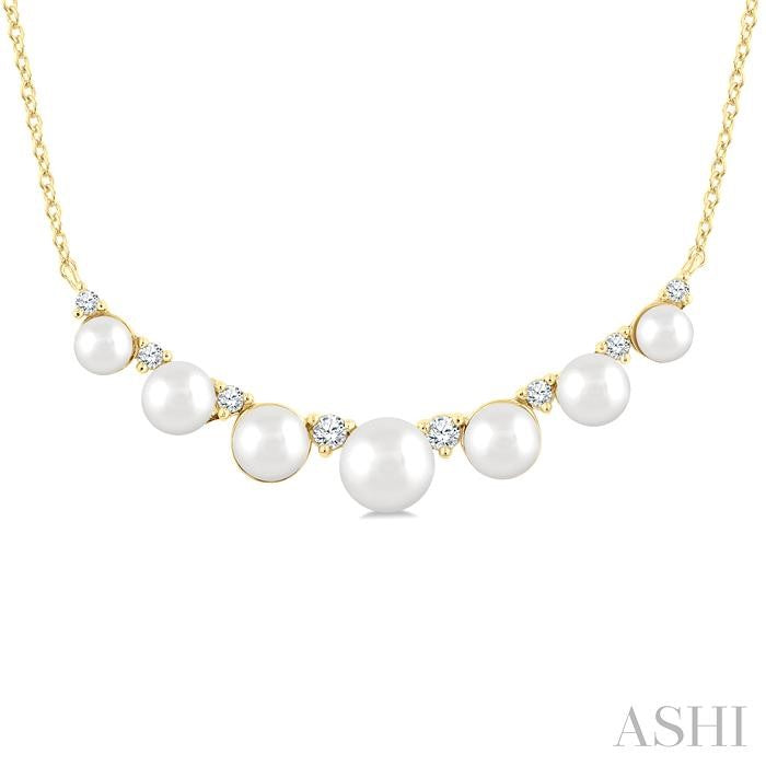 ASHI Pearl & Diamond Smile Necklace 555C8PPTGNKWPYG