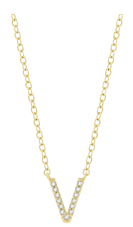 Parkplace Jewelers Block 'V' Initial Diamond Pendant 912F9PPTSPDYG-V