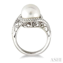 ASHI Pearl & Halo Diamond Ring 55685PPFCWPWG