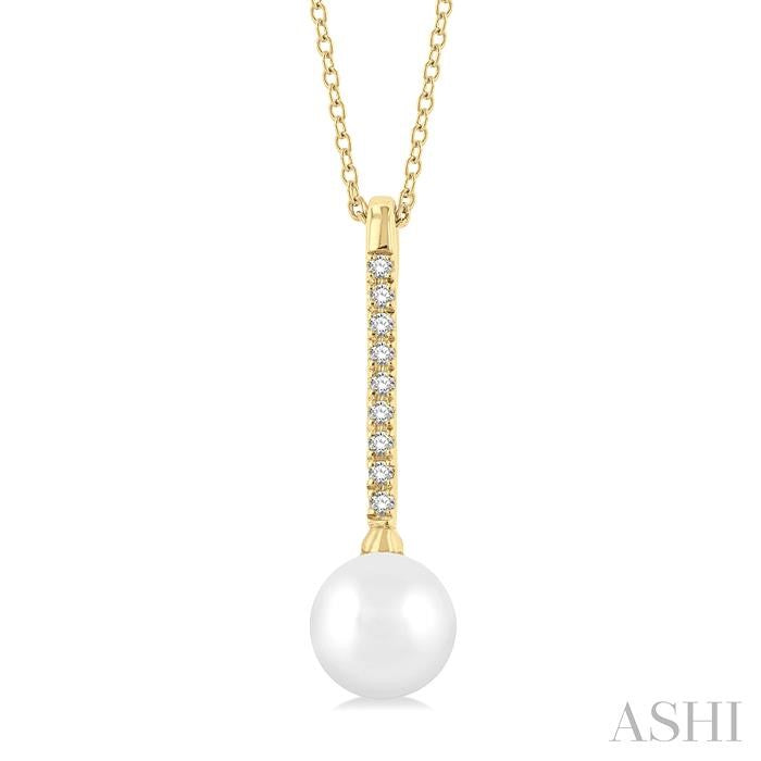 ASHI Pearl & Petite Diamond Fashion Pendant 556A8PPTSPDWPYG