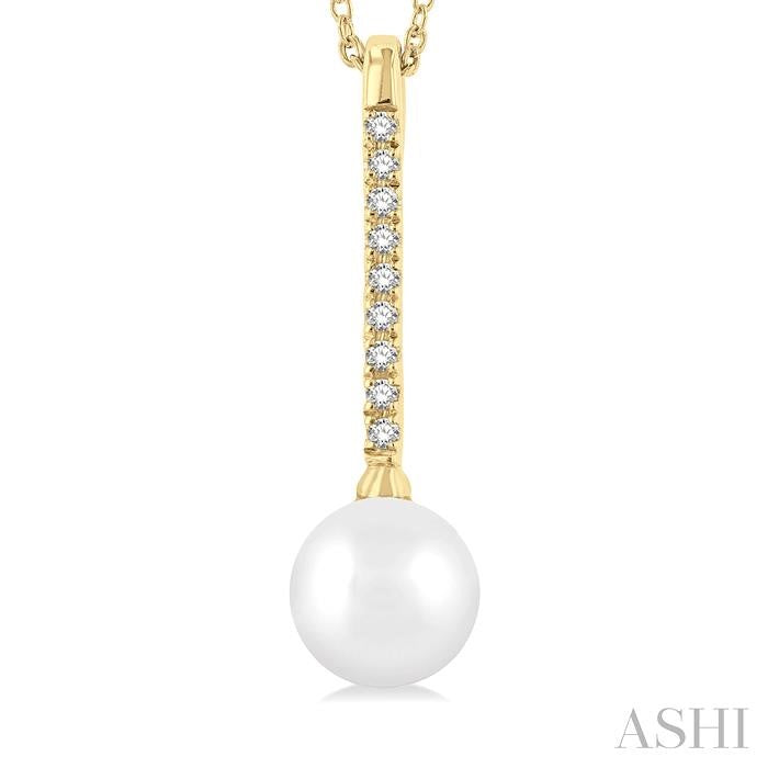 ASHI Pearl & Petite Diamond Fashion Pendant 556A8PPTSPDWPYG
