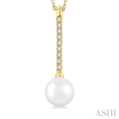 ASHI Pearl & Petite Diamond Fashion Pendant 556A8PPTSPDWPYG