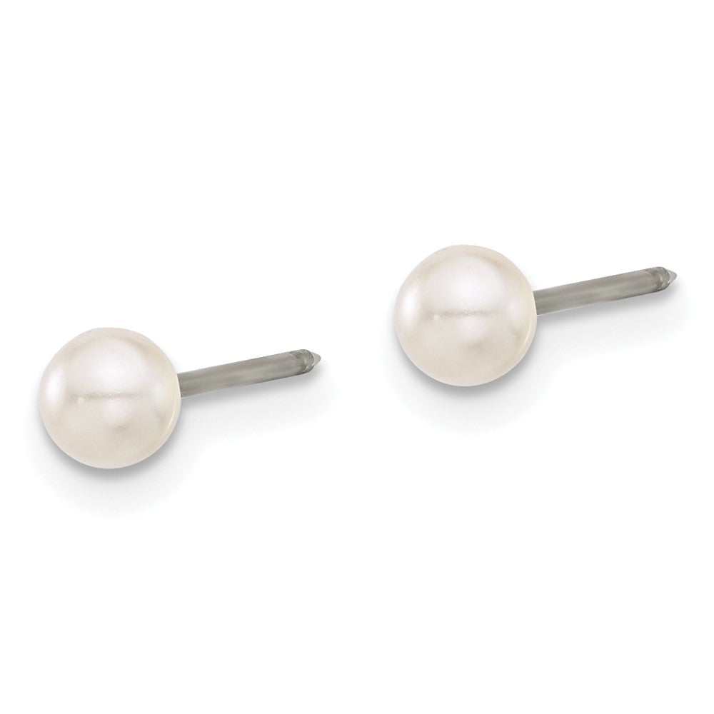 556E Inverness Titanium 4mm Glass Pearl Post Earrings
