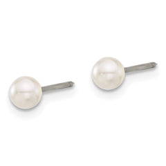 556E Inverness Titanium 4mm Glass Pearl Post Earrings