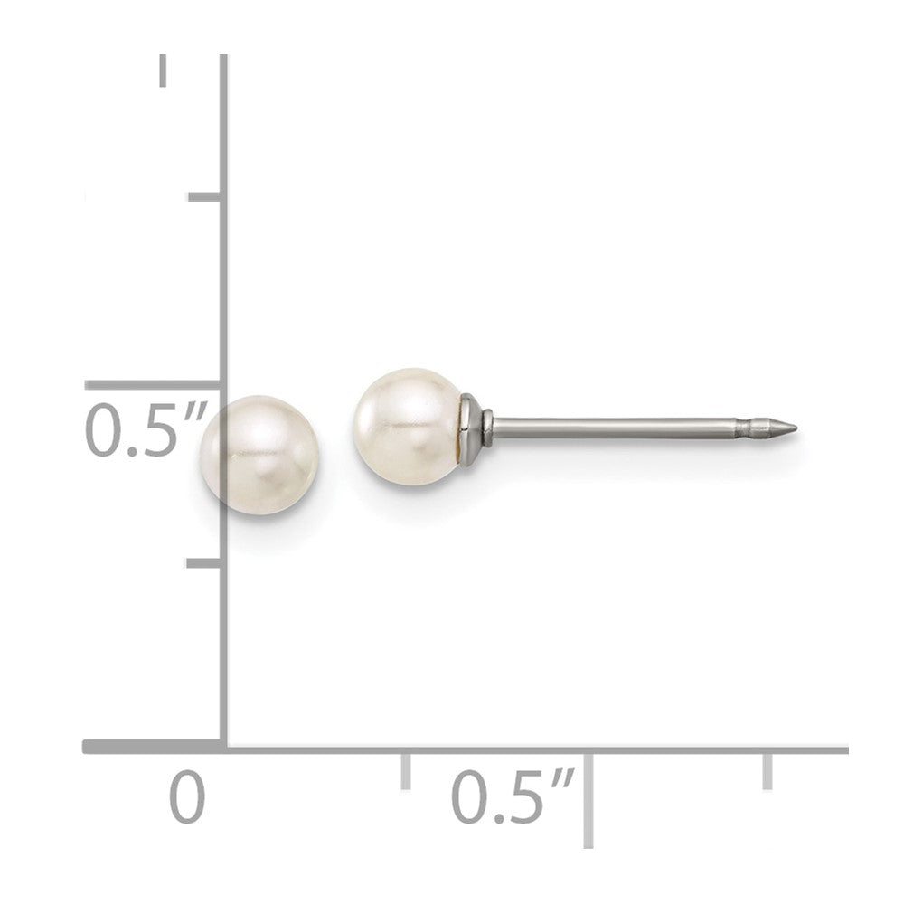 556E Inverness Titanium 4mm Glass Pearl Post Earrings