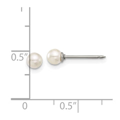 556E Inverness Titanium 4mm Glass Pearl Post Earrings