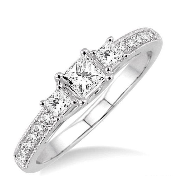 Parkplace Jewelers Princess Shape Past Present & Future Diamond Engagement Ring 23503PPFCWG-LE