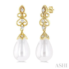 ASHI Pearl & Diamond Fashion Earrings 557B9PPTGERWPYG