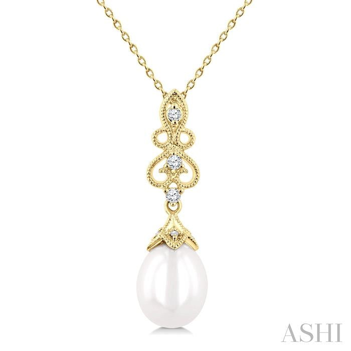 ASHI Pearl & Diamond Fashion Pendant 557B9PPTGPDWPYG