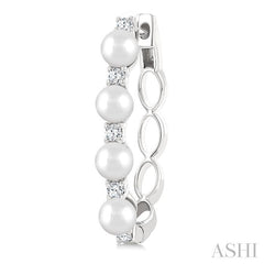 ASHI Pearl & Diamond Fashion Hoop Earrings 557C6PPFGERWPWG