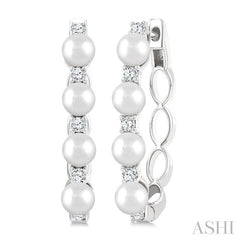 ASHI Pearl & Diamond Fashion Hoop Earrings 557C6PPFGERWPWG