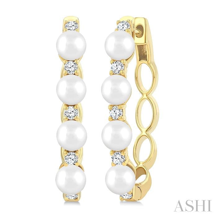 ASHI Pearl & Diamond Fashion Hoop Earrings 557C6PPFGERWPYG