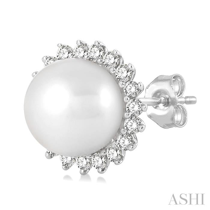 ASHI Pearl & Petite Halo Diamond Fashion Earrings 558A8PPTSERWPWG