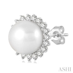 ASHI Pearl & Petite Halo Diamond Fashion Earrings 558A8PPTSERWPWG