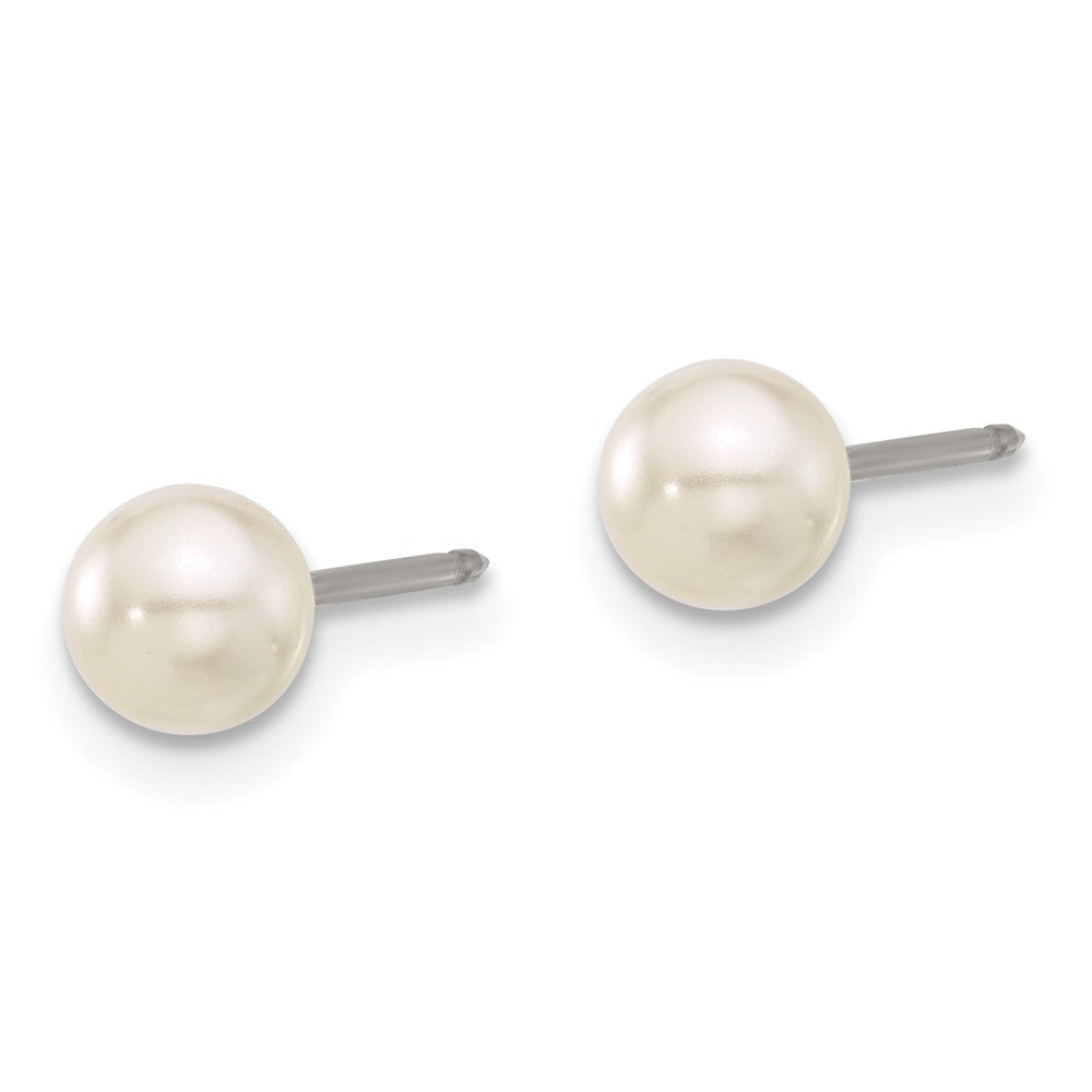 558E Inverness Titanium 5mm Glass Pearl Post Earrings