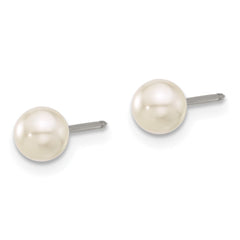 558E Inverness Titanium 5mm Glass Pearl Post Earrings