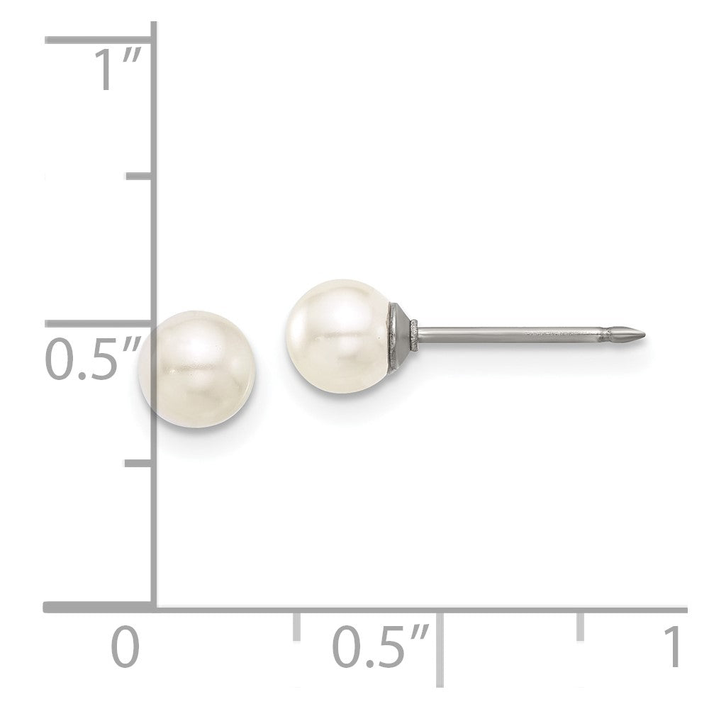 558E Inverness Titanium 5mm Glass Pearl Post Earrings