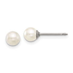 558E Inverness Titanium 5mm Glass Pearl Post Earrings