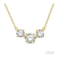 ASHI Round Shape Past Present & Future Diamond Necklace 992H1PPFGNKYG