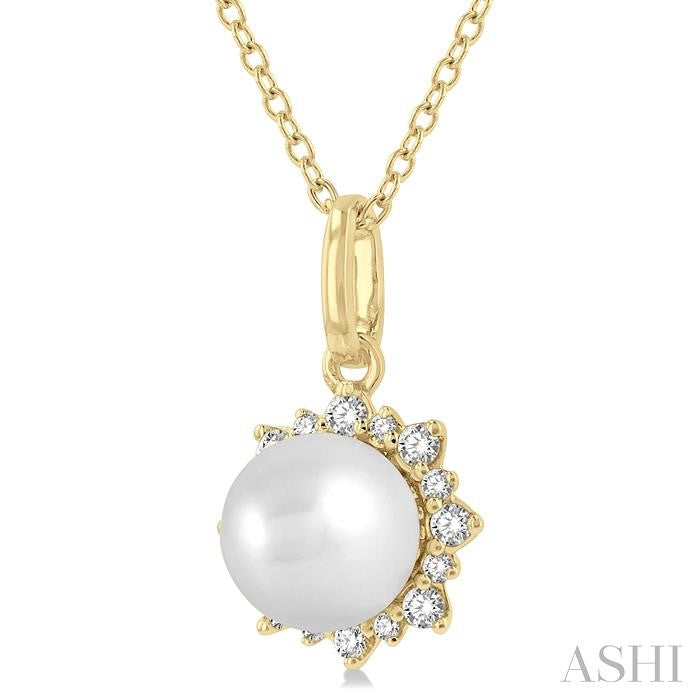 ASHI Pearl & Petite Halo Diamond Fashion Pendant 559A8PPTSPDWPYG