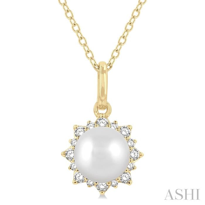 ASHI Pearl & Petite Halo Diamond Fashion Pendant 559A8PPTSPDWPYG