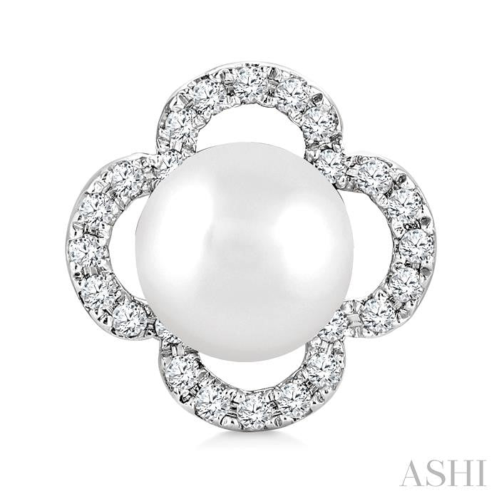 ASHI Clover Pearl & Petite Diamond Earrings 559B8PPTSERWPWG