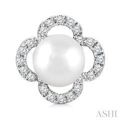 ASHI Clover Pearl & Petite Diamond Earrings 559B8PPTSERWPWG