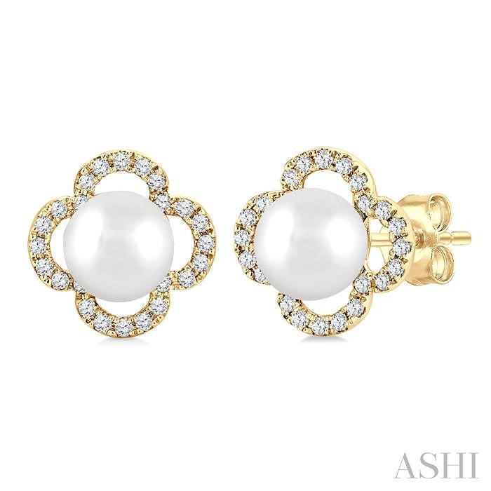 ASHI Clover Pearl & Petite Diamond Earrings 559B8PPTSERWPYG