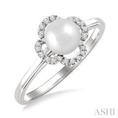 ASHI Clover Pearl & Petite Diamond Ring 559B8PPTSWPWG