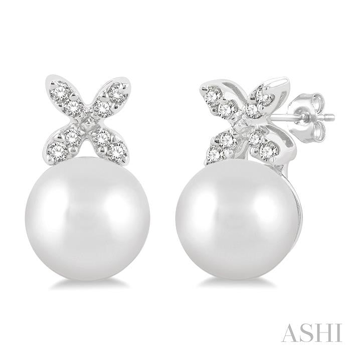 ASHI Pearl & Petite Diamond Fashion Earrings 560A9PPTSERWPWG