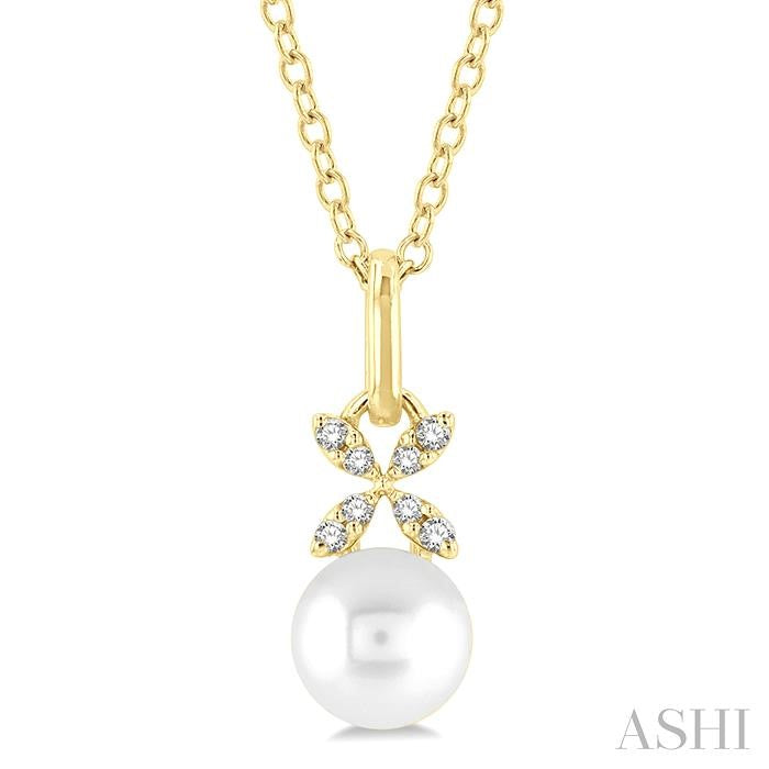 ASHI Pearl & Petite Diamond Fashion Pendant 560A9PPTSPDWPYG