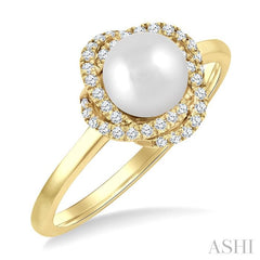 ASHI Pearl & Petite Diamond Fashion Ring 560B8PPTSWPYG