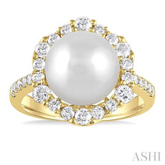 ASHI Pearl & Halo Diamond Fashion Ring 56172PPFGWPYG
