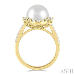 ASHI Pearl & Halo Diamond Fashion Ring 56172PPFGWPYG