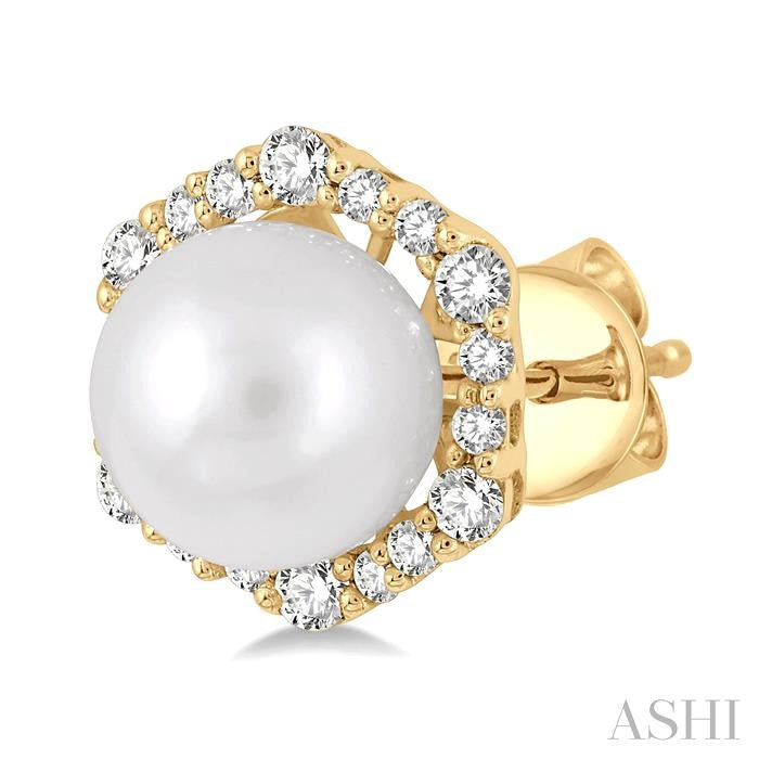 ASHI Pearl & Halo Diamond Fashion Earrings 56175PPFGERWPYG