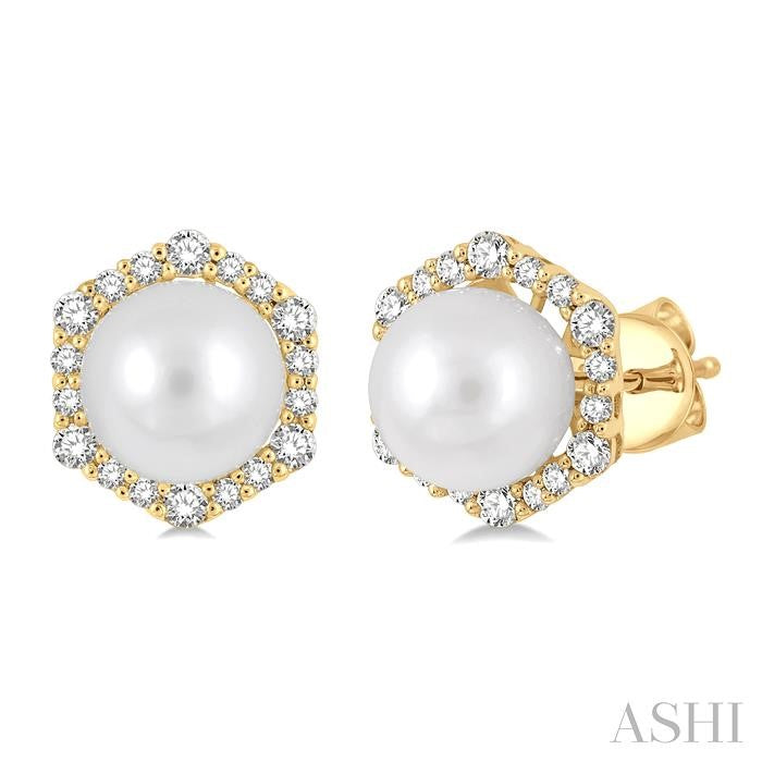 ASHI Pearl & Halo Diamond Fashion Earrings 56175PPFGERWPYG