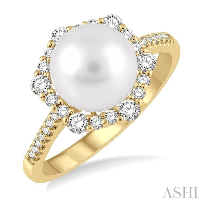 ASHI Pearl & Halo Diamond Fashion Ring 56175PPFGWPYG