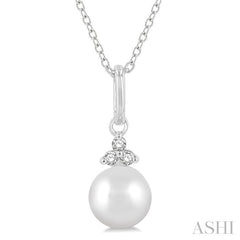 ASHI Pearl & Petite Diamond Fashion Pendant 561A9PPTSPDWPWG
