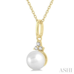 ASHI Pearl & Petite Diamond Fashion Pendant 561A9PPTSPDWPYG