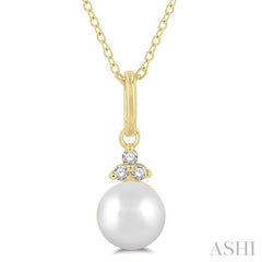ASHI Pearl & Petite Diamond Fashion Pendant 561A9PPTSPDWPYG