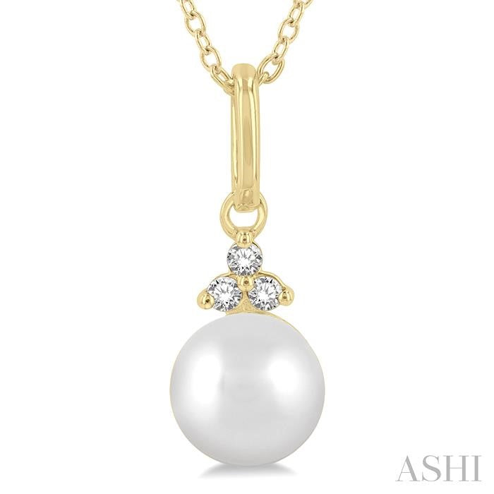 ASHI Pearl & Petite Diamond Fashion Pendant 561A9PPTSPDWPYG