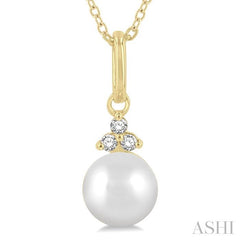 ASHI Pearl & Petite Diamond Fashion Pendant 561A9PPTSPDWPYG