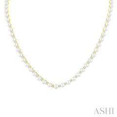 ASHI Pearl & Diamond Straightline Fashion Necklace 561B2PPFGNKWPYG